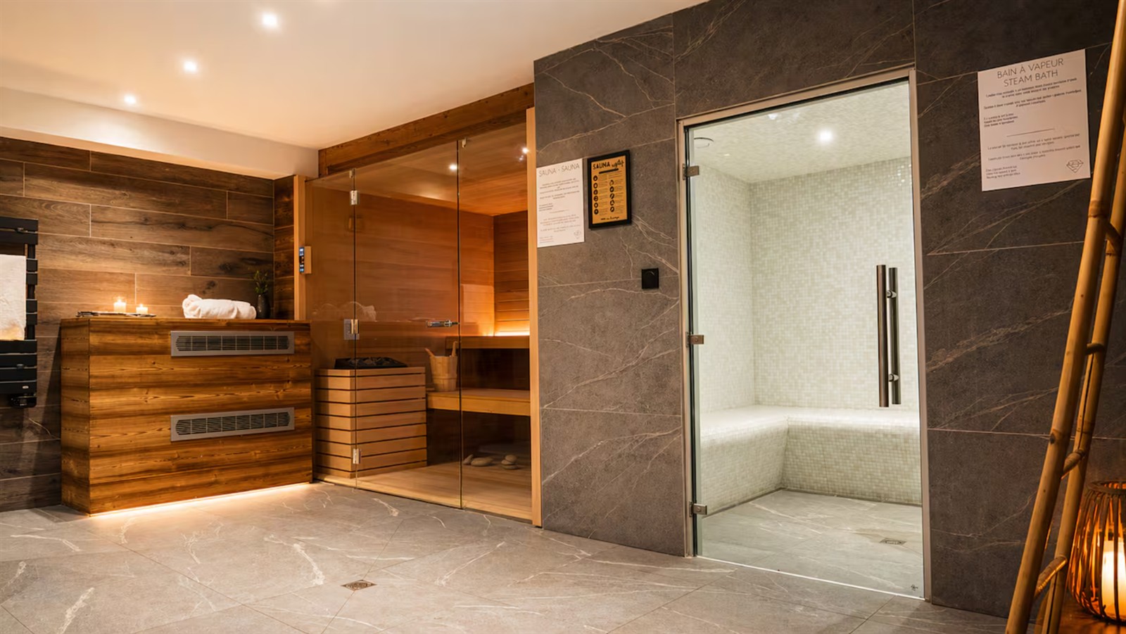 Le sauna de l'espace détente du Chalet des Lacs